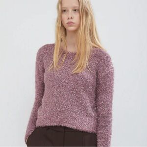 Sies Marjan Courtney Tinsel Lurex Metallic Pink Rose Sweater Size Medium